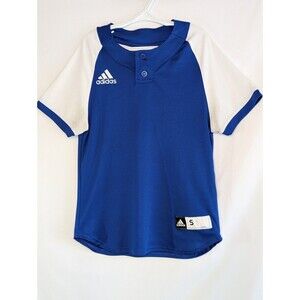 Adidas Youth Climalite Shirt Jersey DK 2.0 Henley Blue And White Size Small